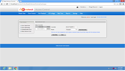 iProtect Door Actions Module Masters Update - Read Unknown Card
